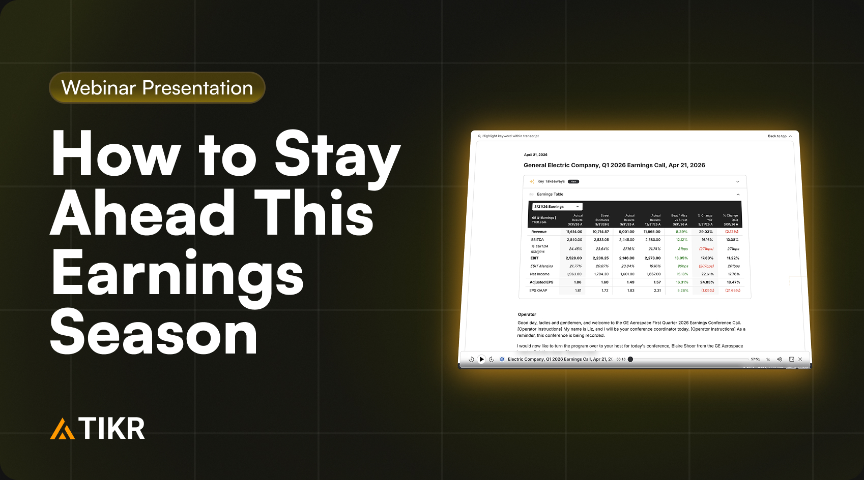 How to Stay Ahead This Earnings Season webinar title