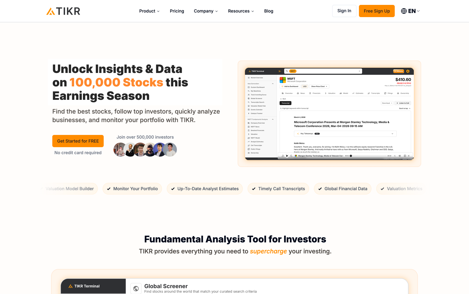 TIKR.com website redesign